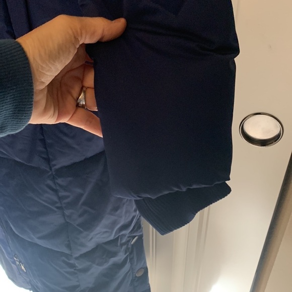 St John’s Bay Blue Long Insulated Puffer Coat Jacket Removable Hood Zip Up Small - Picture 10 of 15